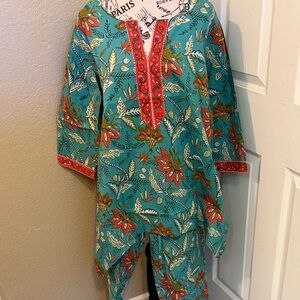 Floral Teal Pajama Set